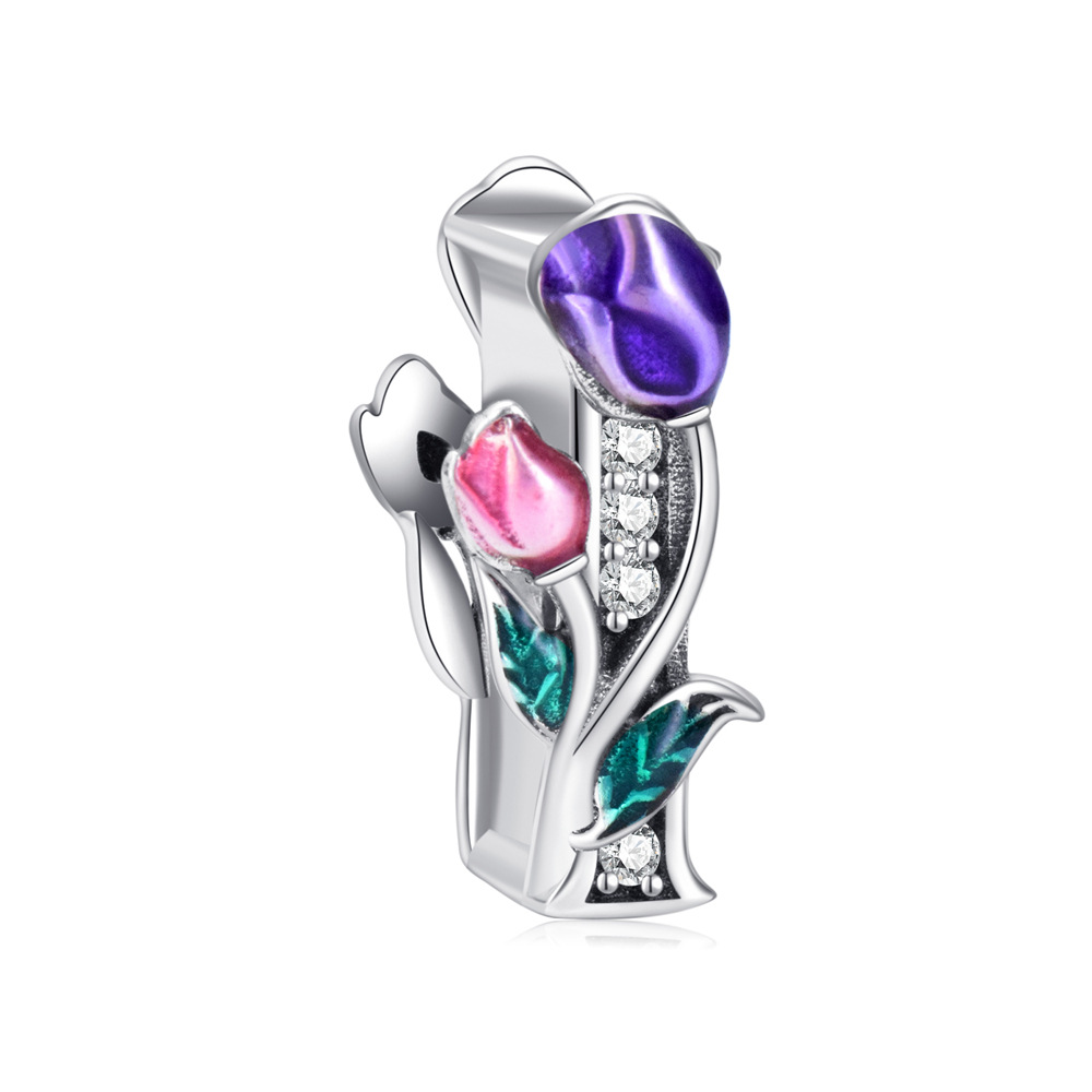 S925 sterling silver DIY beaded pendant tulip 26 letters in english - Image 10