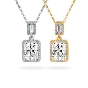 S925 sterling silver necklace square perfume bottle pendant clavicle chain