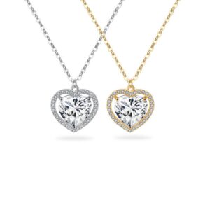 S925 sterling silver necklace heart pendant clavicle chain