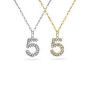 S925 sterling silver necklace number 5 pendant clavicle chain