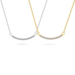 S925 sterling silver necklace silver inlaid with zircon smile pendant clavicle chain