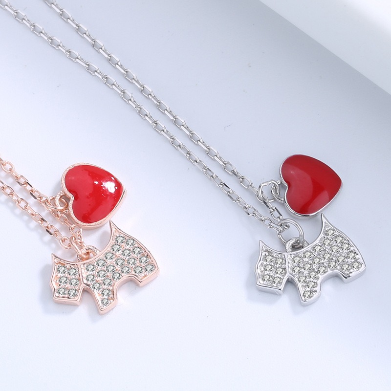 S925 sterling silver necklace love puppy pendant clavicle chain - Image 4