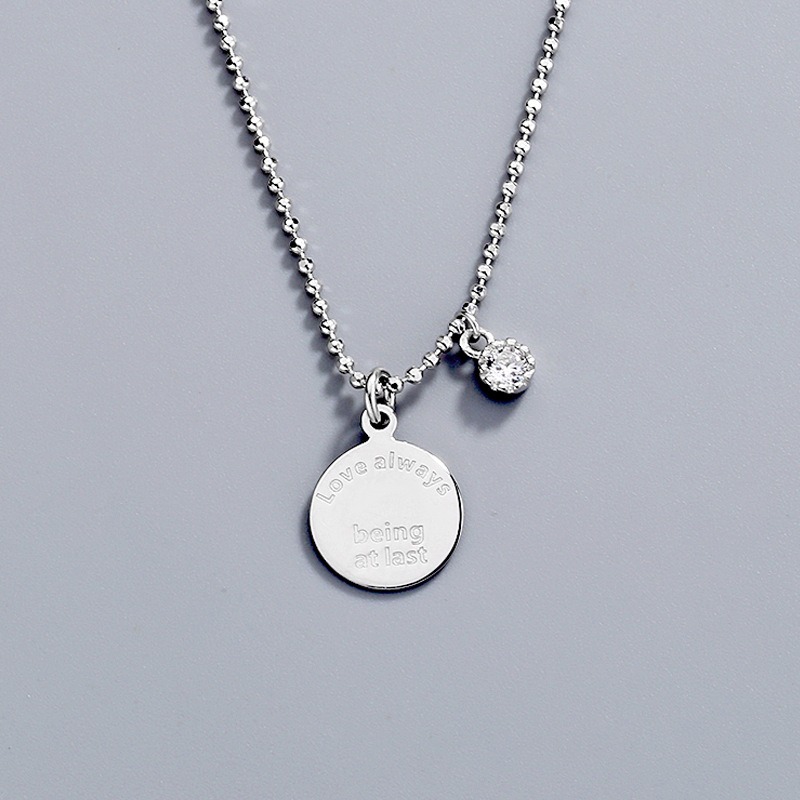 S925 sterling silver necklace lock letter medallion pendant clavicle chain - Image 2