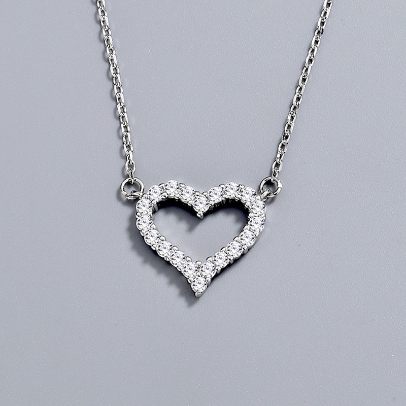 S925 sterling silver necklace heart pendant clavicle chain - Image 2
