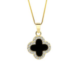 S925 sterling silver necklace silver inlaid zircon double-sided clover pendant clavicle chain