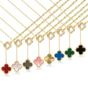 S925 sterling silver necklace silver inlaid zircon clover pendant clavicle chain