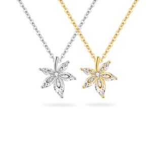 S925 sterling silver necklace silver set with zircon Maple Leaf Chinese Restaurant pendant clavicle chain