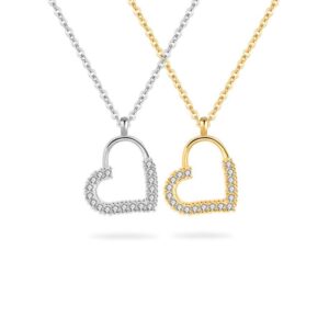 S925 sterling silver necklace silver inlaid zircon heart pendant clavicle chain