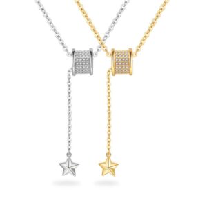 S925 sterling silver necklace silver inlaid zircon star pendant clavicle chain