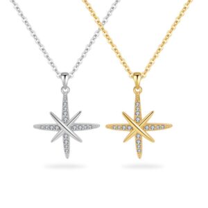 S925 sterling silver necklace silver inlaid zircon star pendant clavicle chain