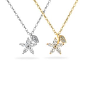 S925 sterling silver necklace cherry blossom leaf pendant clavicle chain