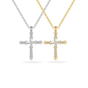 S925 sterling silver necklace cross pendant clavicle chain