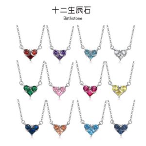 S925 sterling silver necklace 12th birthday heart pendant clavicle chain