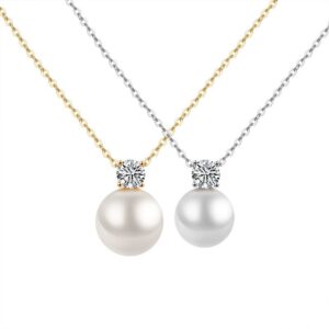 S925 sterling silver necklace pearl moissanite pendant clavicle chain