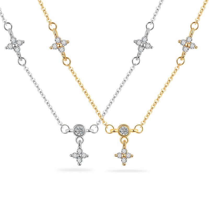 S925 sterling silver necklace four-leaf clover clover pendant clavicle chain