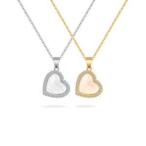 S925 sterling silver necklace shell heart pendant clavicle chain