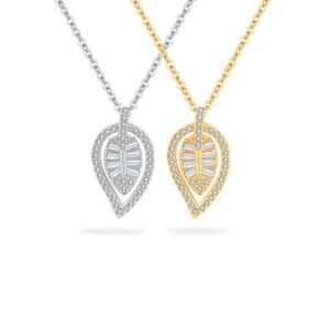 S925 sterling silver necklace leaf pendant clavicle chain