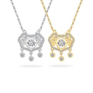 S925 sterling silver necklace longevity lock bell pendant clavicle chain