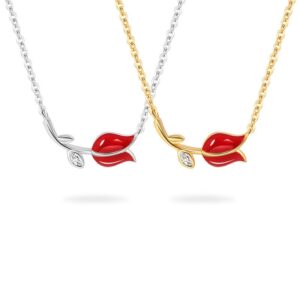 S925 sterling silver necklace tulip flower pendant clavicle chain