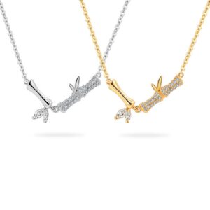 S925 sterling silver necklace bamboo pendant clavicle chain
