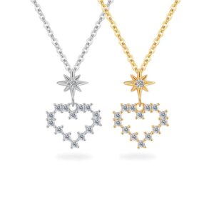 S925 sterling silver necklace hollow heart pendant clavicle chain