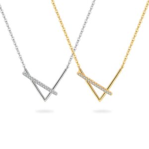 S925 sterling silver necklace geometric V pendant clavicle chain