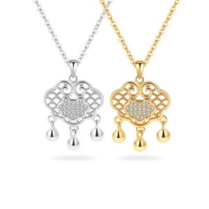 S925 sterling silver necklace Chinese style longevity lock pendant clavicle chain