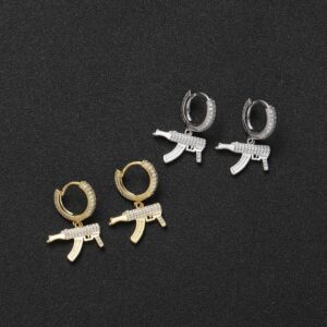 LXED4062 hip-hop earrings submachine gun-shaped earrings hiphop earrings