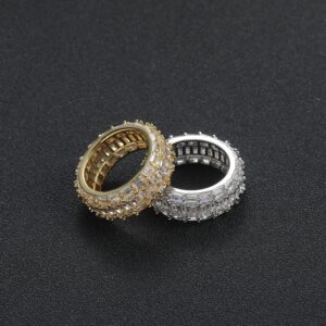 Hip Hop Ring Copper Inlaid Zircon 9mm Rectangular Cuban Ring Men's Ring