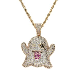 Hip hop pendant copper inlaid with zirconium ghost shape