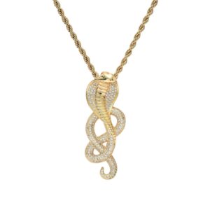 Hip Hop pendant copper inlaid with zircon cobra shape