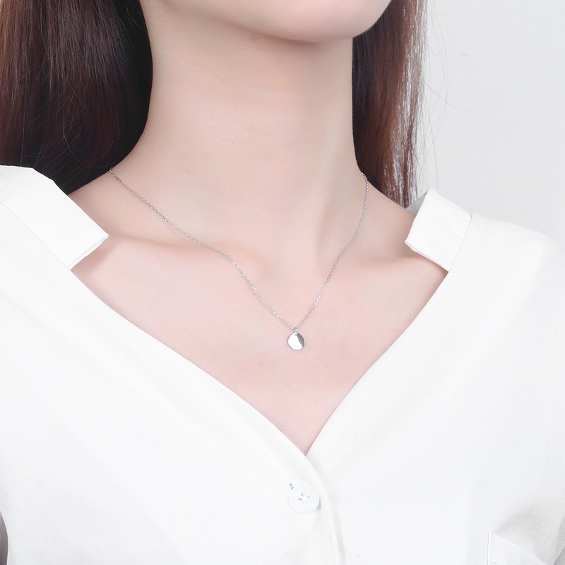 S925 sterling silver necklace silver set with zircon medallion pendant clavicle chain - Image 5