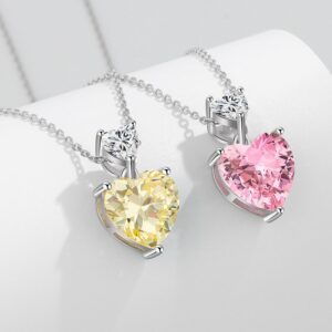 S925 sterling silver necklace silver inlaid zircon heart pendant clavicle chain