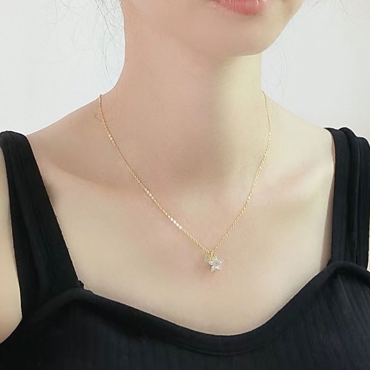 S925 sterling silver necklace cherry blossom leaf pendant clavicle chain - Image 5