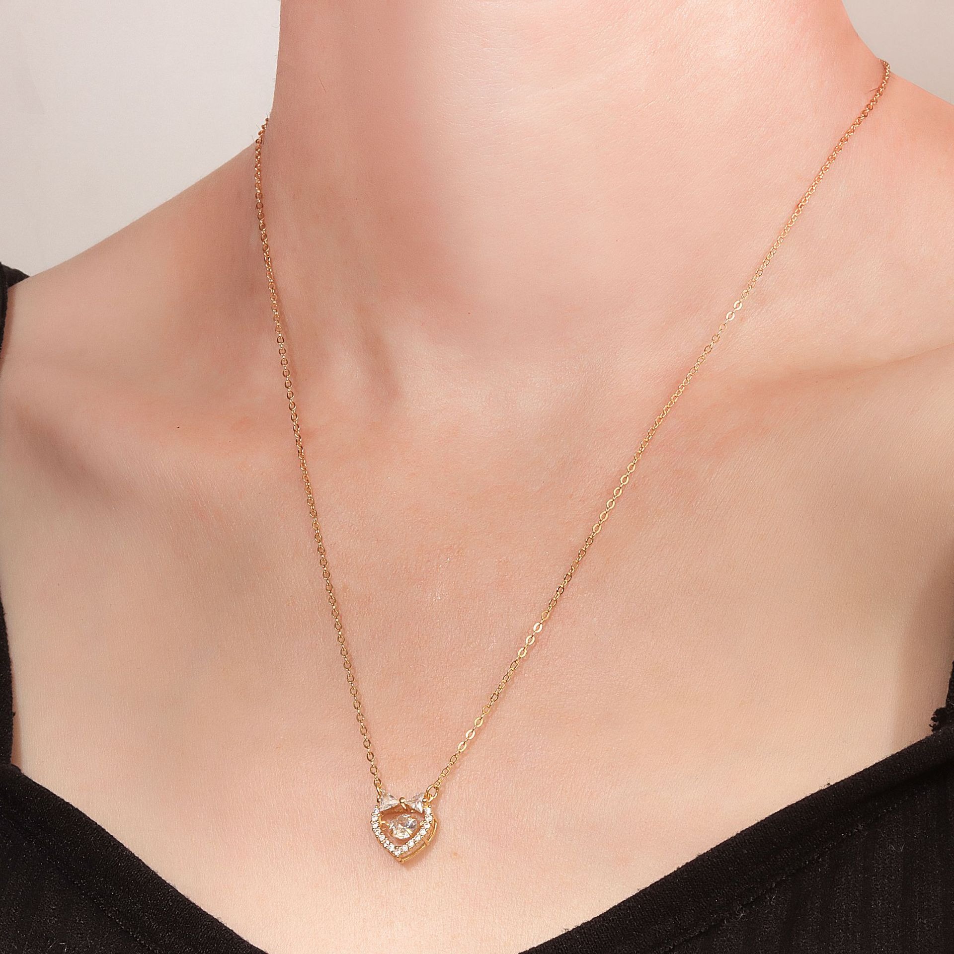 S925 sterling silver necklace heart bow pendant clavicle chain - Image 5