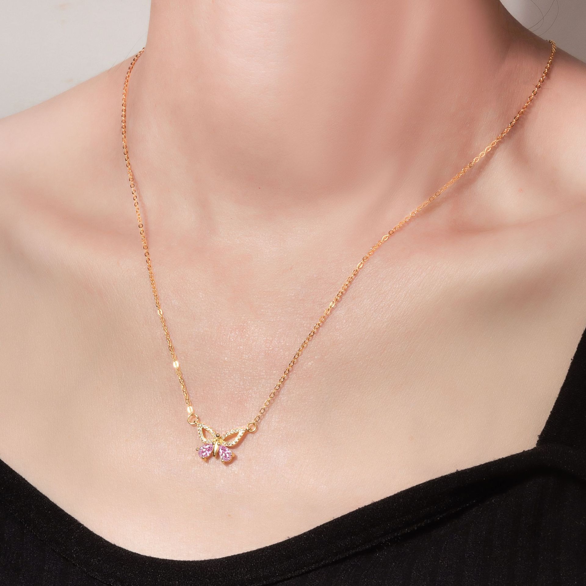 S925 sterling silver necklace butterfly pendant clavicle chain - Image 5