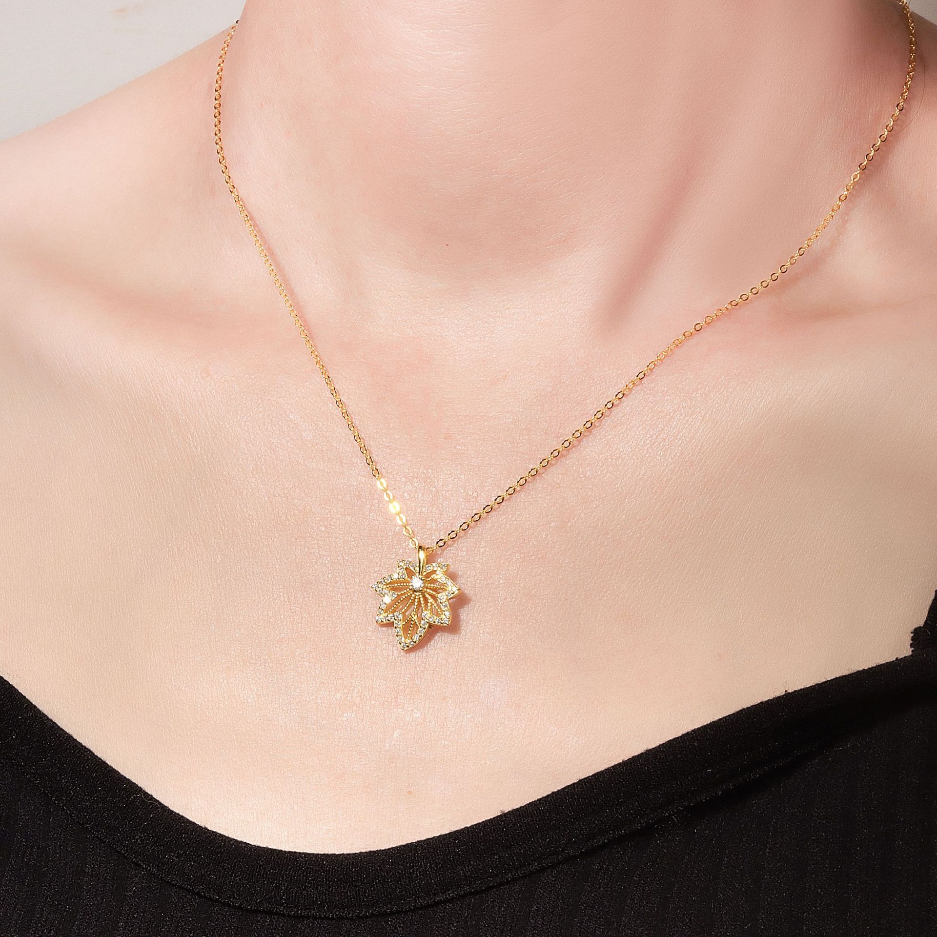 S925 sterling silver necklace leaf pendant clavicle chain - Image 5