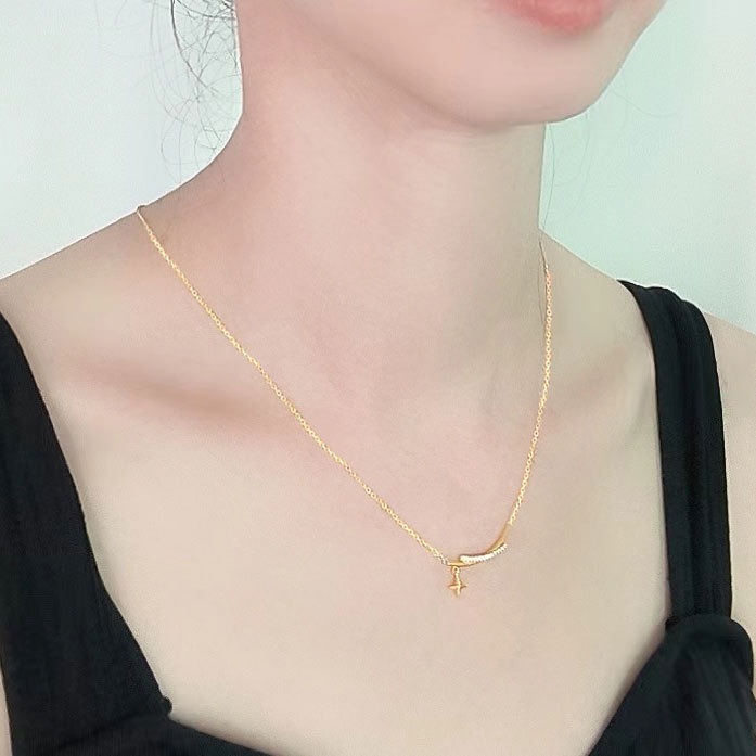 S925 sterling silver necklace star pendant clavicle chain - Image 5