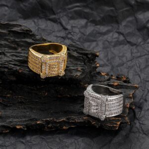 Hip Hop Copper Inlaid Zircon Ring 16*16mm Men's Ring