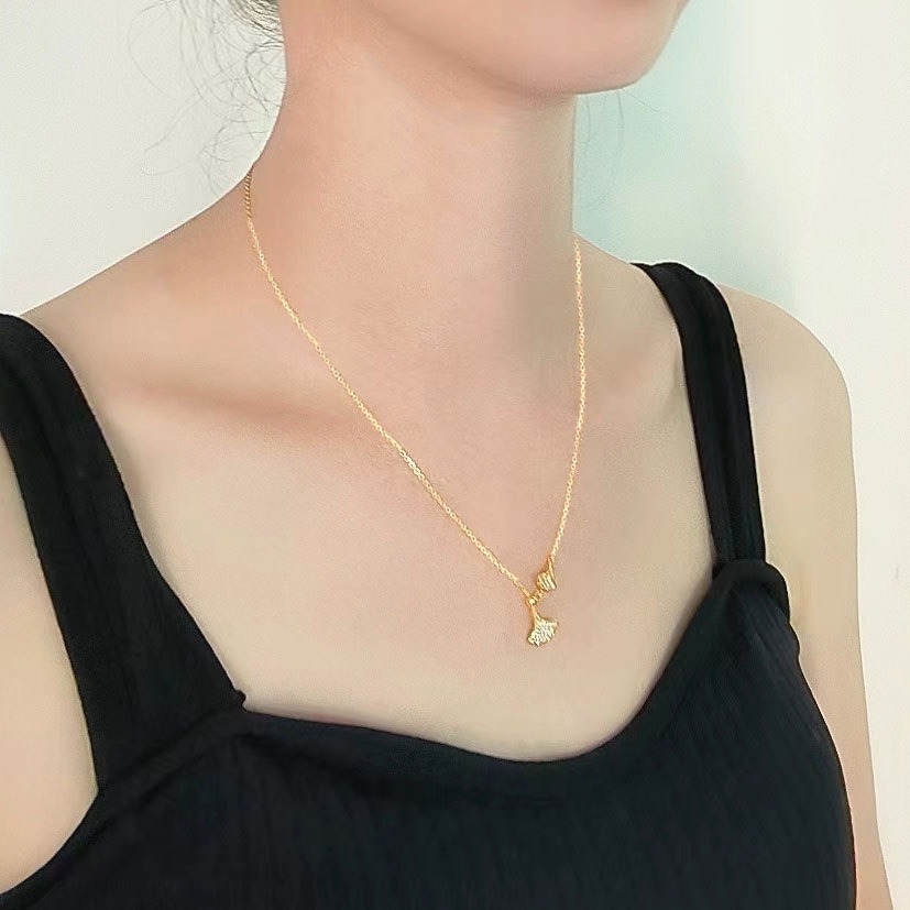 S925 sterling silver necklace tassel fan pendant clavicle chain - Image 5