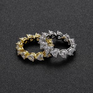 Hip Hop Copper Inlaid Zircon Ring 5mm Heart Ring for Women