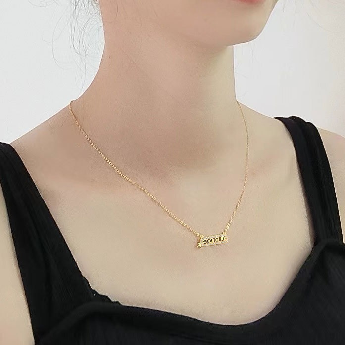 S925 sterling silver necklace LOVE pendant clavicle chain - Image 5