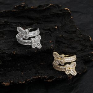 Hip Hop copper zirconia ring butterfly women's ring
