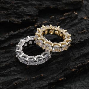 Hip Hop Copper Inlaid Zircon Ring 7mm Square Men's Ring