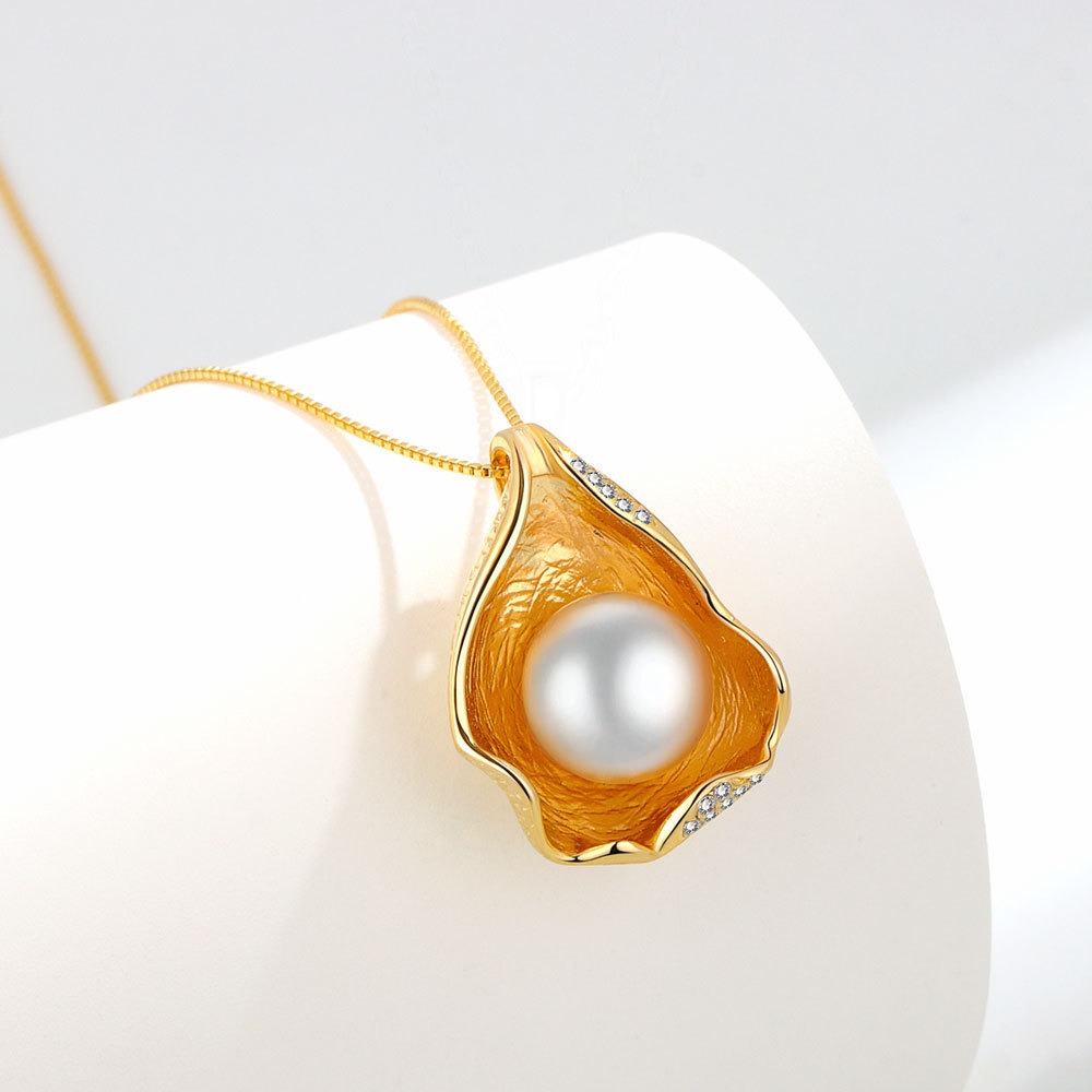 S925 sterling silver necklace shell pearl pendant clavicle chain - Image 2