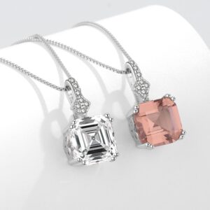 S925 sterling silver necklace square pendant clavicle chain