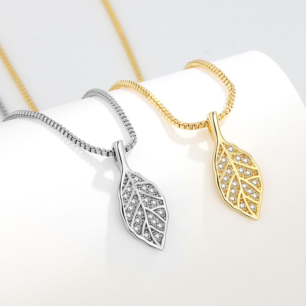 S925 sterling silver necklace leaf pendant clavicle chain - Image 2