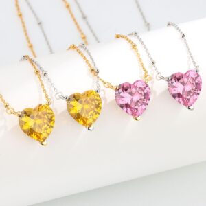 S925 sterling silver necklace heart pendant clavicle chain