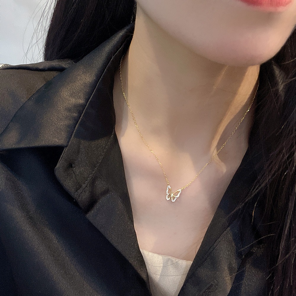 S925 sterling silver necklace butterfly pendant clavicle chain - Image 5