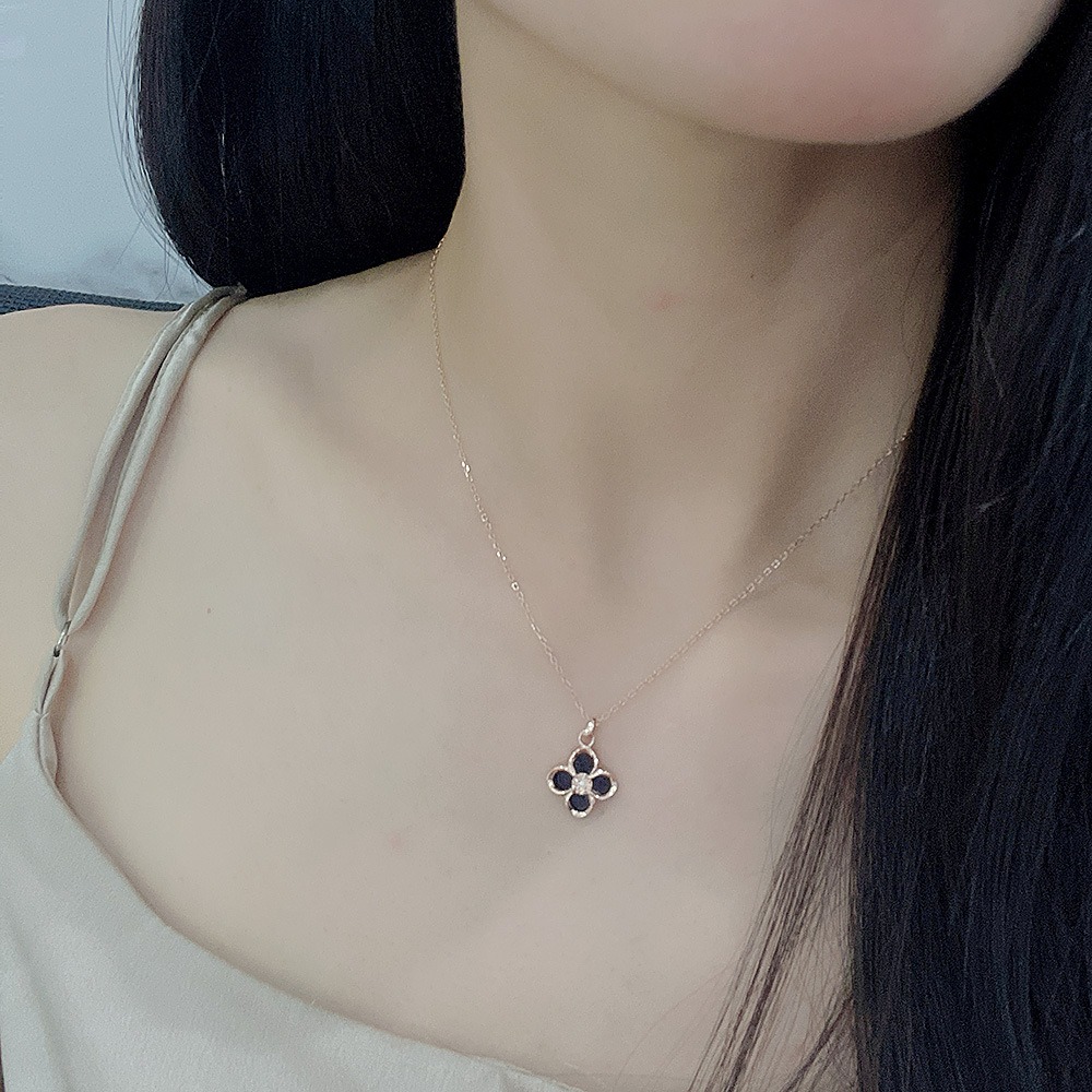 S925 sterling silver necklace four-leaf clover pendant clavicle chain - Image 5